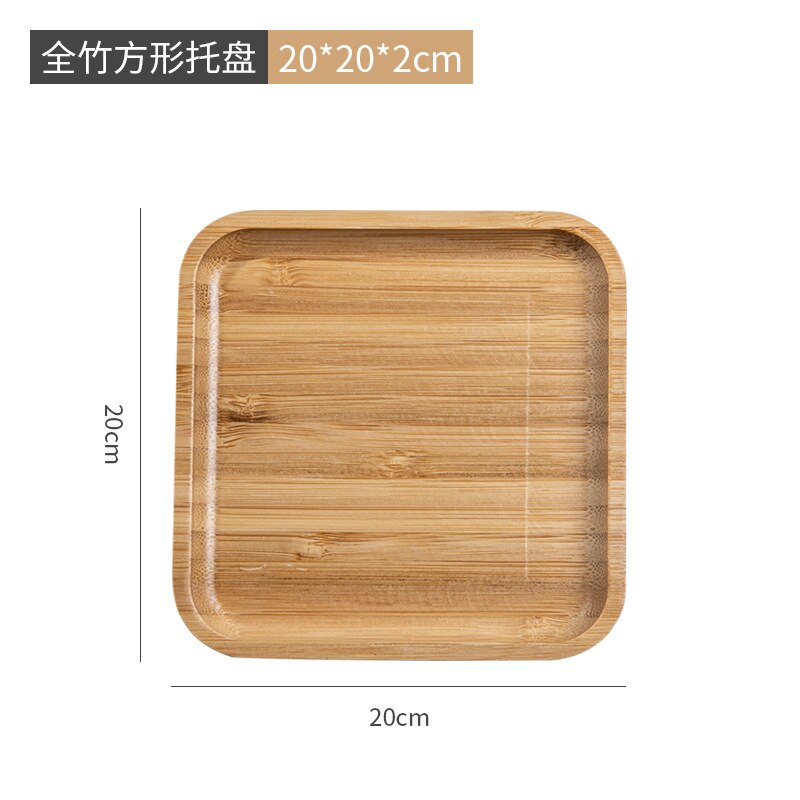 Bamboo Serving Tray Tea Cup Saucer Trays Fruit Plate Storage Pallet Plate Decoration Japanese Food Rectangular Plate: 1-2