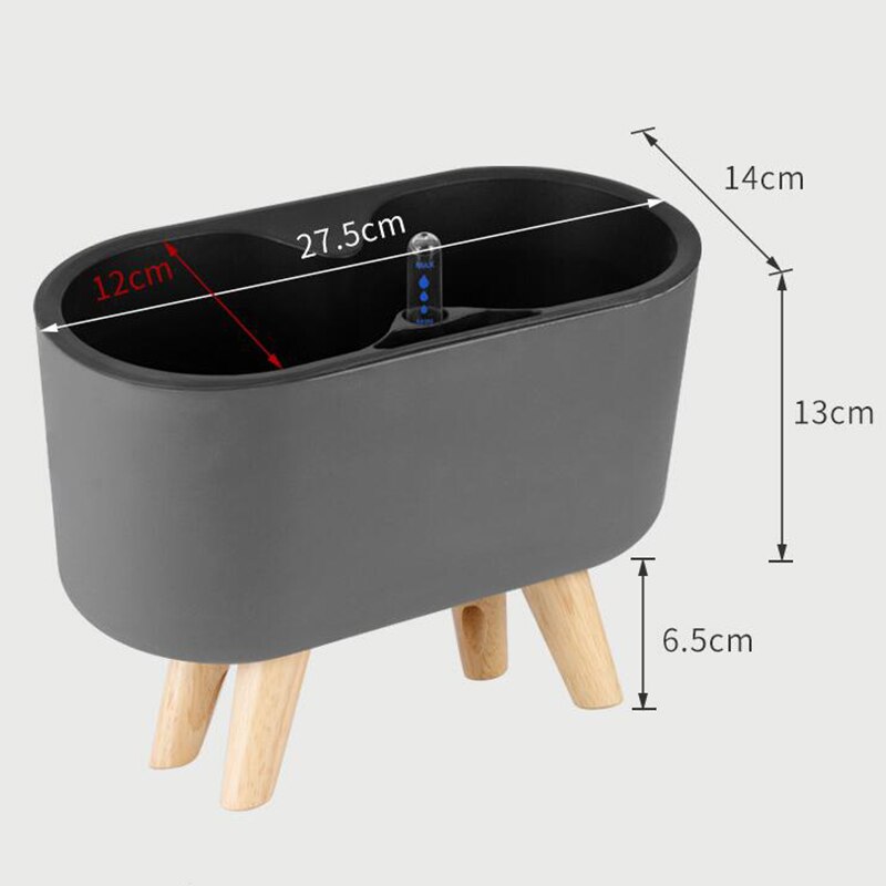 Self Watering Plant Flower Pot with Water Level Indicator Floor Desk Planter Balcony Office Planting Pot Gardening Supplies: Double Grey