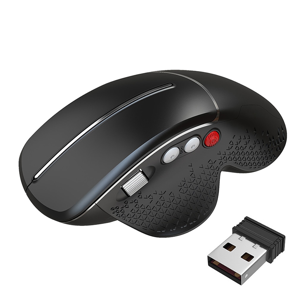 Ratón inalámbrico Vertical para juegos, Mouse ergonómico con rueda lateral para PC/portátil, 6 botones, 2,4 GHz
