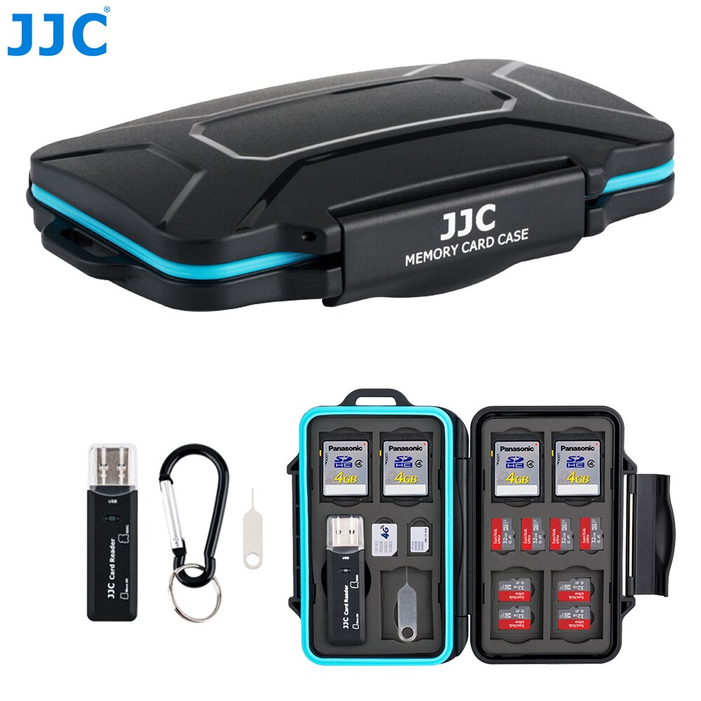 JJC-lector de tarjetas USB 3,0, caja de almacenamiento para 7 SD, SDXC, SDHC, 16 MSD, Micro SD, TF 2, Micro SIM 2, Nano SIM