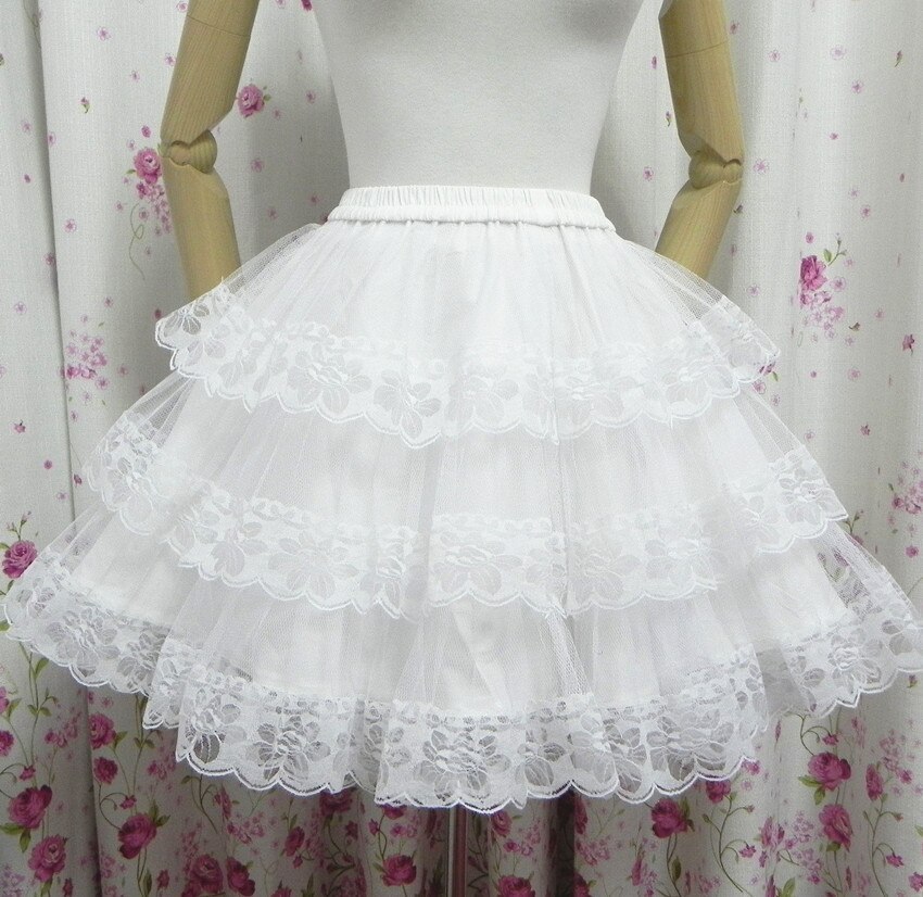 Sød hvid/sort cosplay underkjole blonder lolita underkjole/tutu nederdel: Hvid
