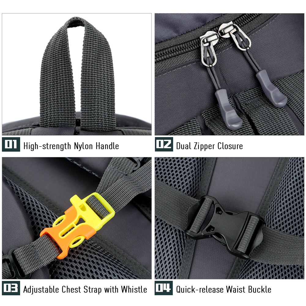 50L Hiking Rucksack Climbing Backpack Rucksack Men Outdoor Sport Bag Travel Daypack Waterproof for Camping Trekking Fishing Bags