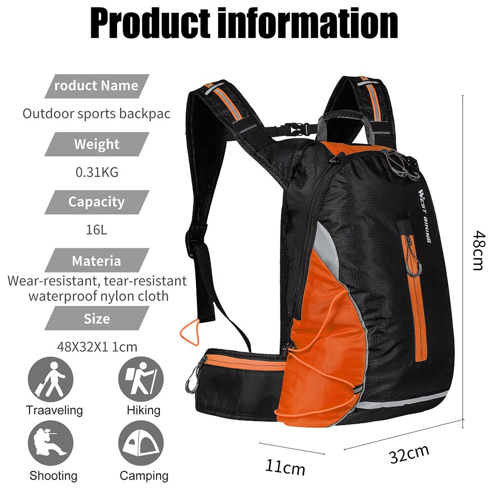 Waterproof Bicycle Bag Outdoor Sport Climbing Camping Bike Cycling Backpack for Men Women: Red