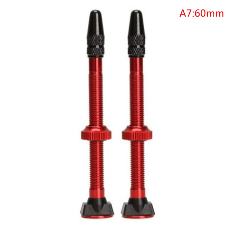 2Pcs/set Bike Tire Air Valve Bike Tubeless Wheel Valve Kit Copper Core Alloy Stem Rubber Base 48mm/60mm: A7