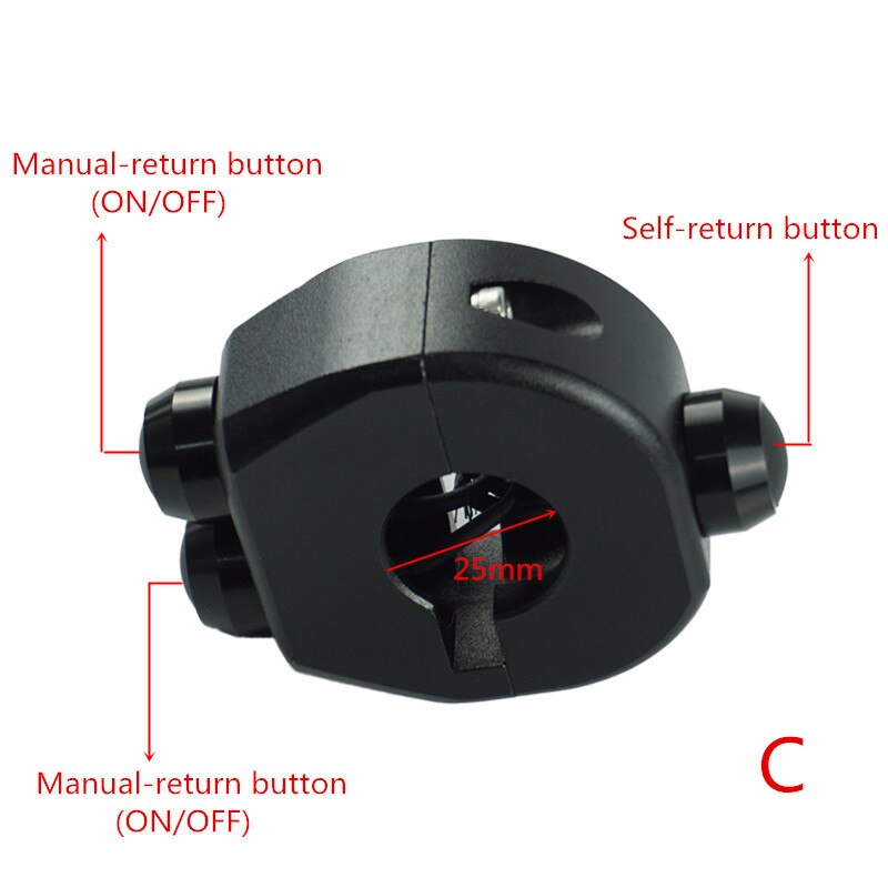 25mm 22mm Aluminium CNC Motorrad-Lenker Montieren Scheinwerfer Nebel Licht Horn Bremse AUF/aus Anfang Tözehn 3 Geschmack Schalter: Schwarz(C)