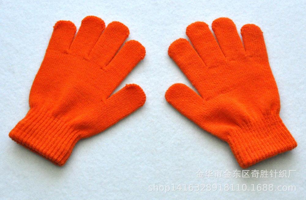 Candy Solid Color Winter Kids Gloves Mittens Children Girls Boys Student Writing Keep Warm Finger Gloves For 7-11 Years Old: orange