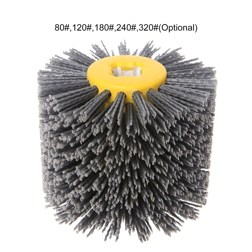 Abrasive Wire Drawing Round Brush Head Polishing Grinding Tool Buffer Wheel For Furniture Wood Sculpture Rotary Drills