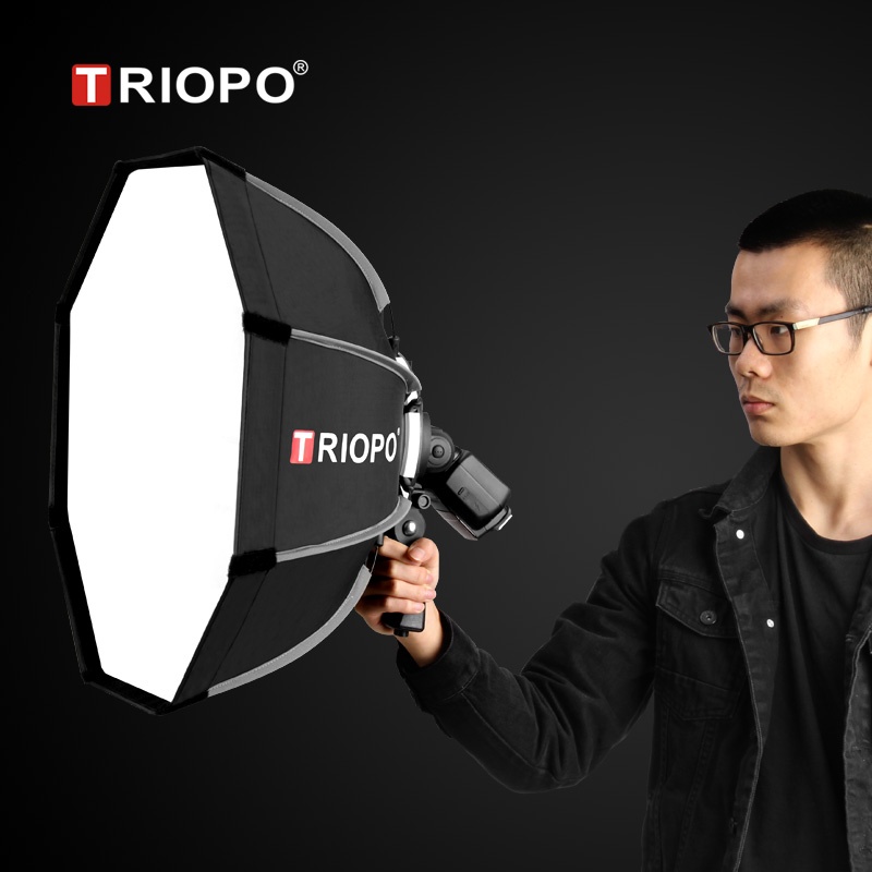 TRIOPO 55cm 65cm 90cm 120cm plegable octagonal Softbox S soporte empuñadura de mano para Godox V860III TT600 Yongnuo Speedlite Flash Light