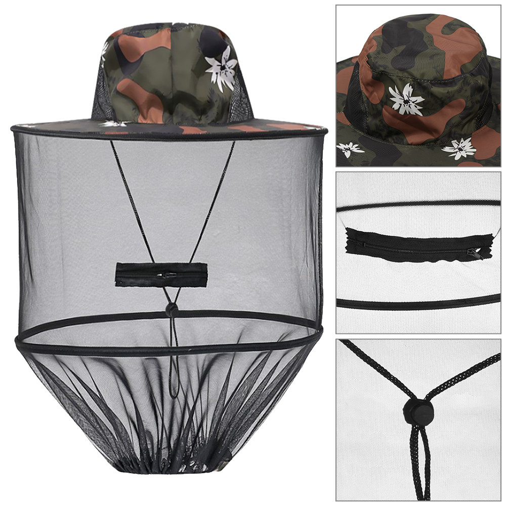 Gorro antimosquitos plegable Unisex a la con red oculta, repelente de malla, protección contra insectos y abejas, gorra de pesca con protección solar informal para exteriores