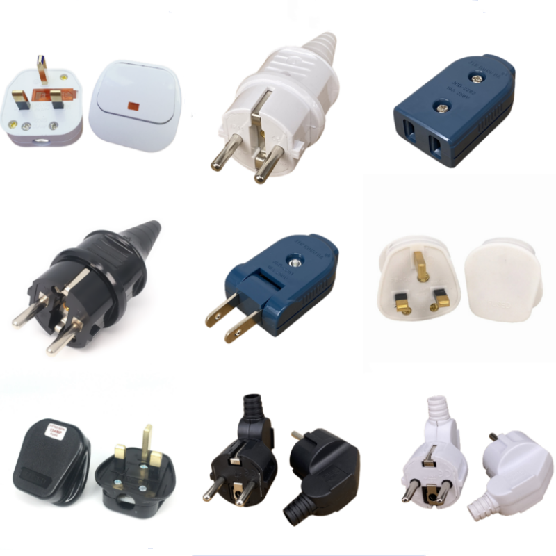 Adaptador de enchufe UE/EE. UU./AU/Reino Unido, tomas de repuesto macho 2.5A/16A, conector eléctrico Schuko recargable para Cable de extensión de alimentación