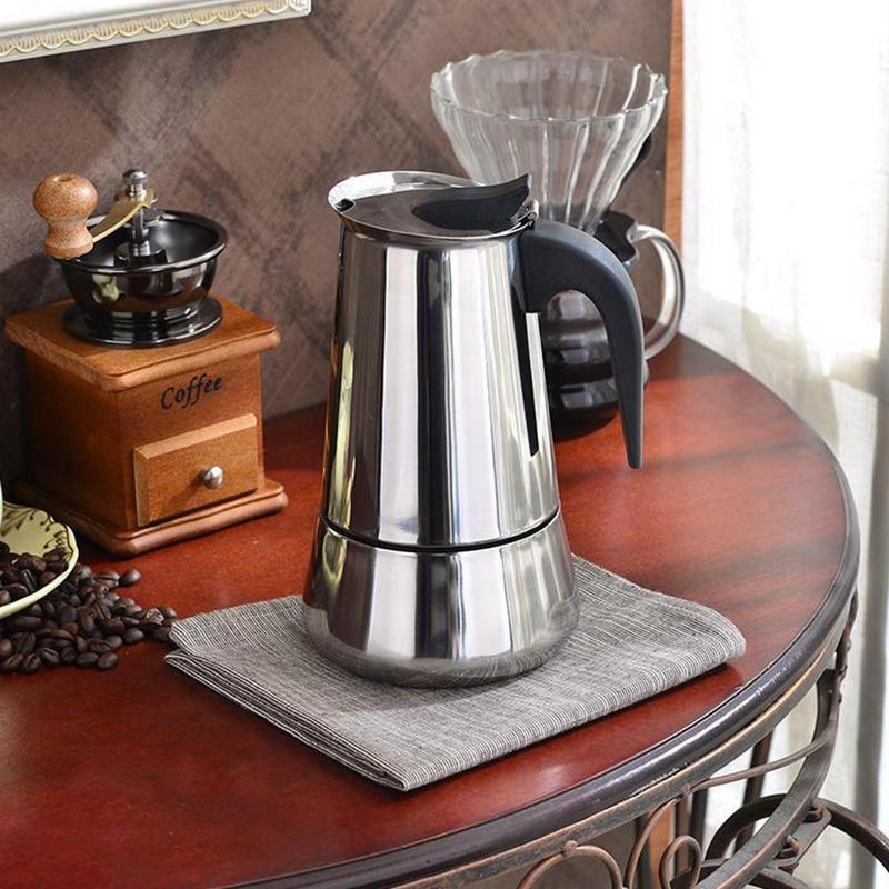 Stainless Steel Coffee Pot Italian Top Moka Pot Espresso Coffee Maker Electric Coffee Pot Induction Cooker Open Flame Universal