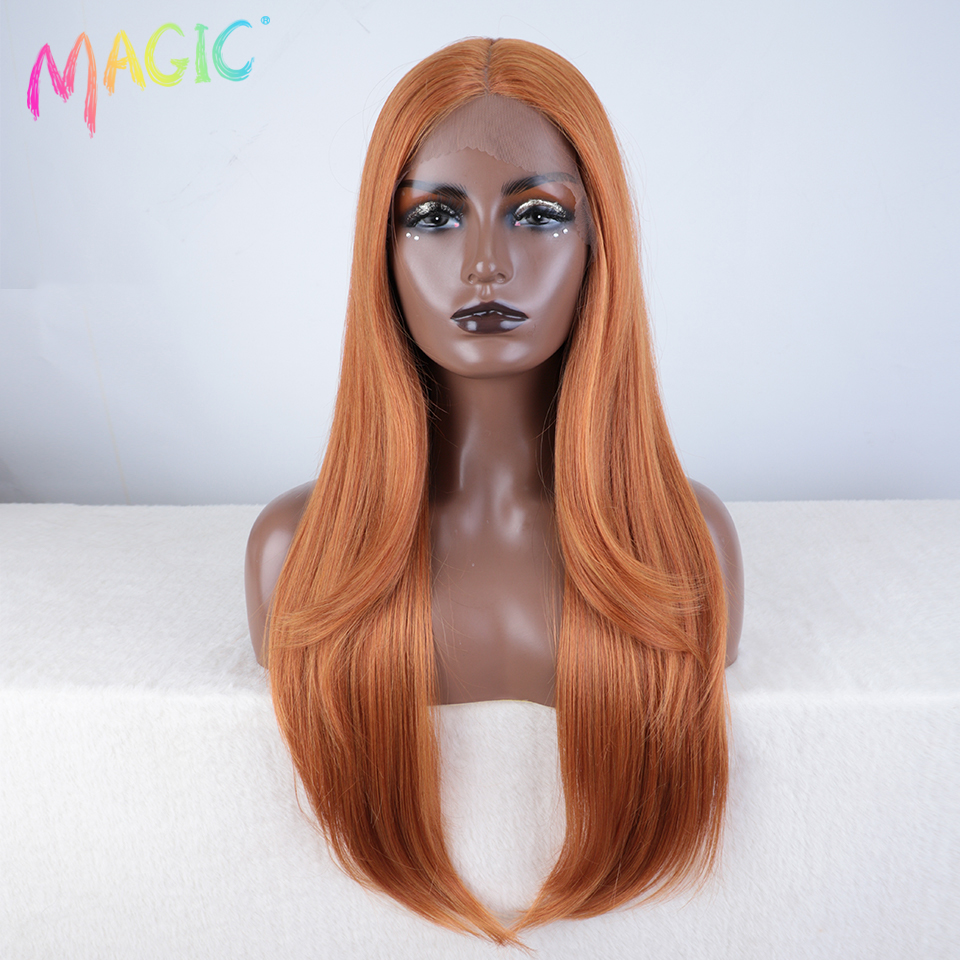 Magic Hair Synthetic Lace Front Wig Long straight 28 Inch Lace Wig Ombre Blonde Wig Heat Resistant Wigs For Women Lace Front Wig: KAF1