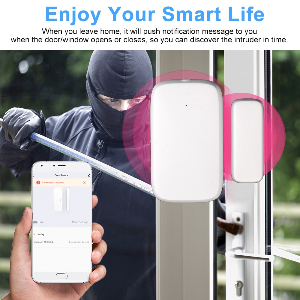 ZigBee Door Sensor Tuya APP Control Door Window Opening Security Alarm Sensor Magnetic Switch Wireless Detector Smart Home