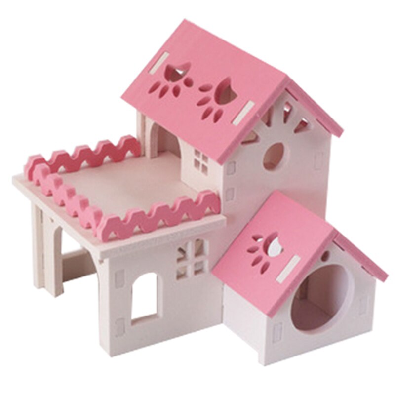Leuke Houten Hamster Hideout Creatieve Hamster Villa Kleine Huisdier Hideout Hamster Huis Dier Slapen Kooien Accessoires: 2