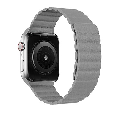 Magnetisk rem til apple watch læderløkke til apple watch rem 44mm 40mm erstatning iwatch series 5 4 3 2 1 urremme: Grå / For 42mm og 44mm