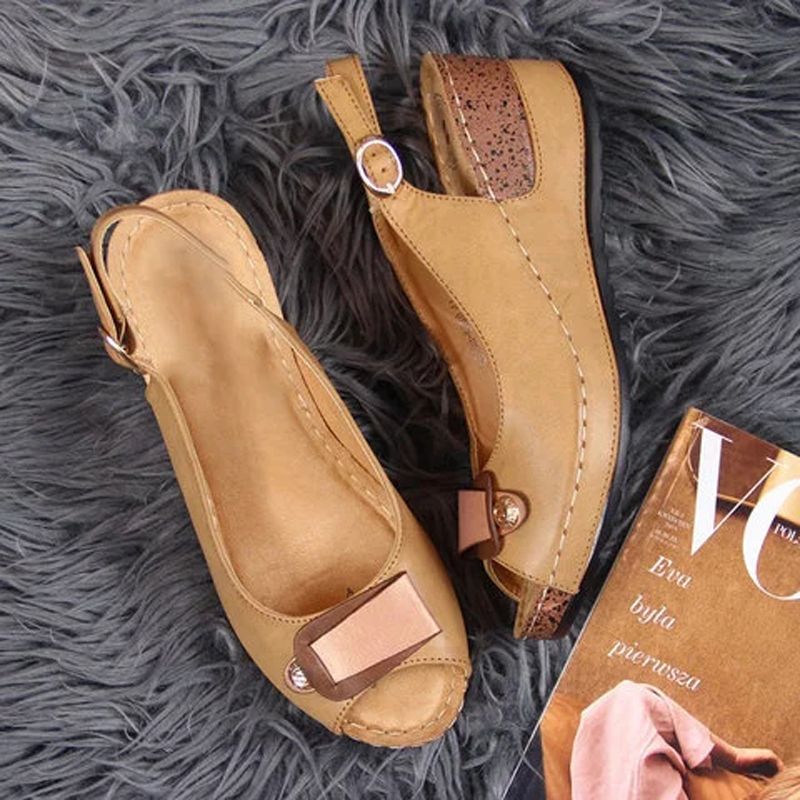Wedge Sandalen Vrouwen Zomer Schoenen Vrouwelijke Peep-Teen Comfortabele Gesp Sandalen Slip-On Platte Sandalen Vrouwelijke sandalias