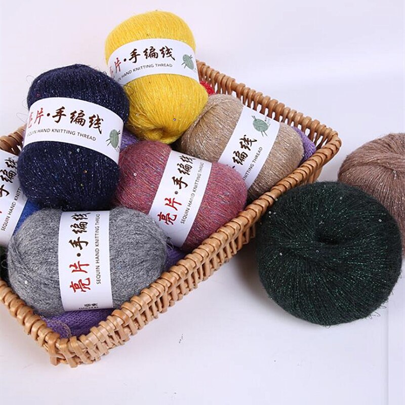 Paillettes de soie brillante 50g/boule, Angola, sentiments amoureux, fil de laine Mohair fin en peluche, laine Fine, crocheté à la main, matériaux de tricotage