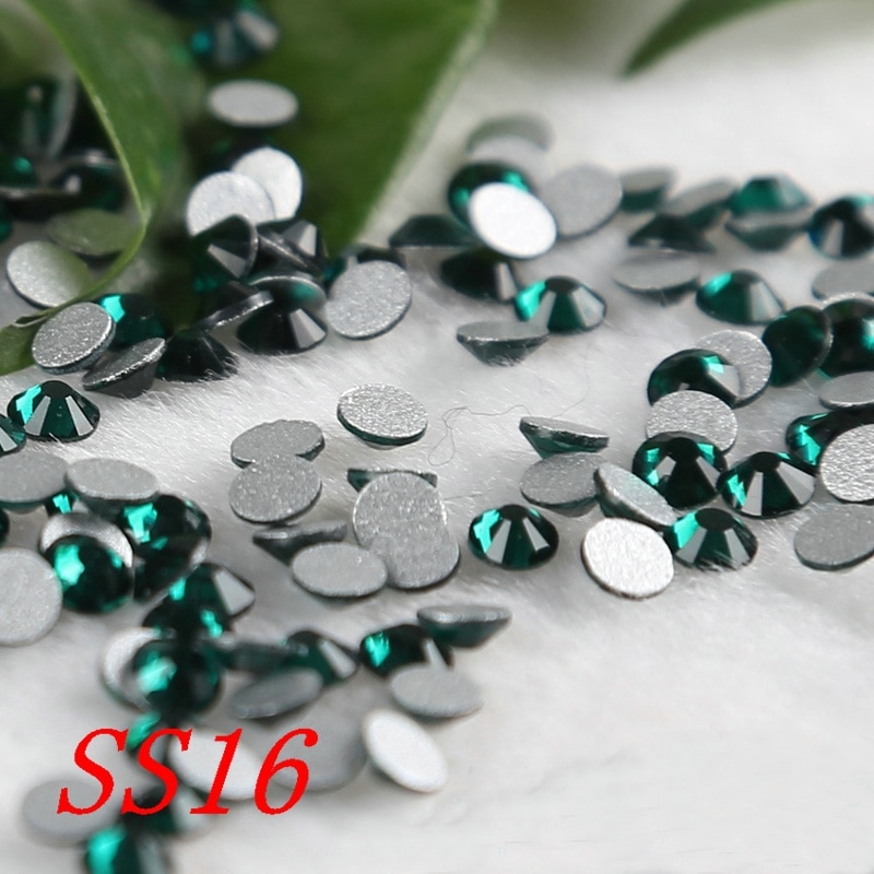 Diepe groene SS16 1440 stks/partij kristal l stenen crystal applique voor jurken strass niet hotfix steentjes kledingstuk accessaries