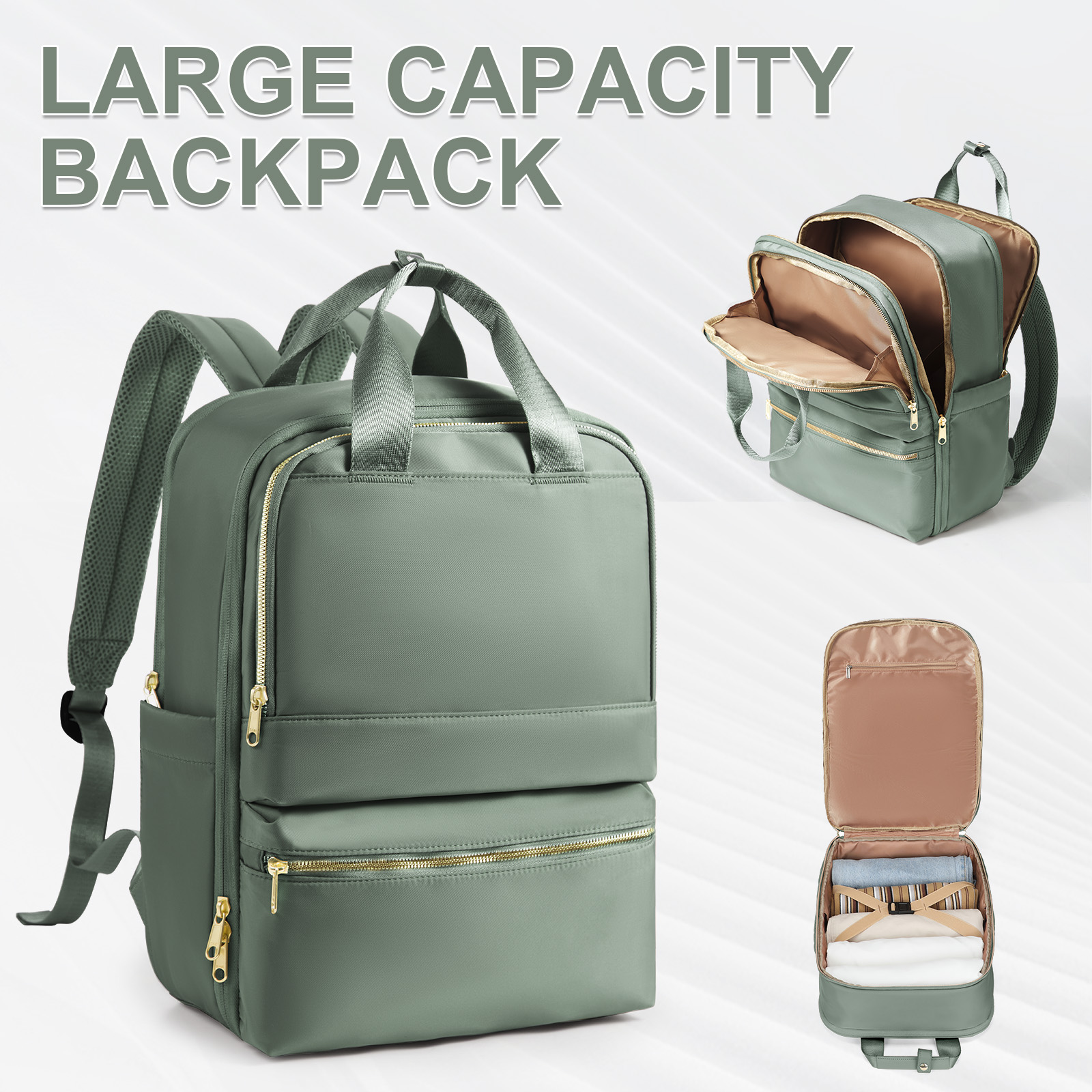 Mochilas de moda feminina para trabalho de negócios universitários, mochila de viagem elegante bolsa feminina mochila de lazer, mochila do professor: Verde