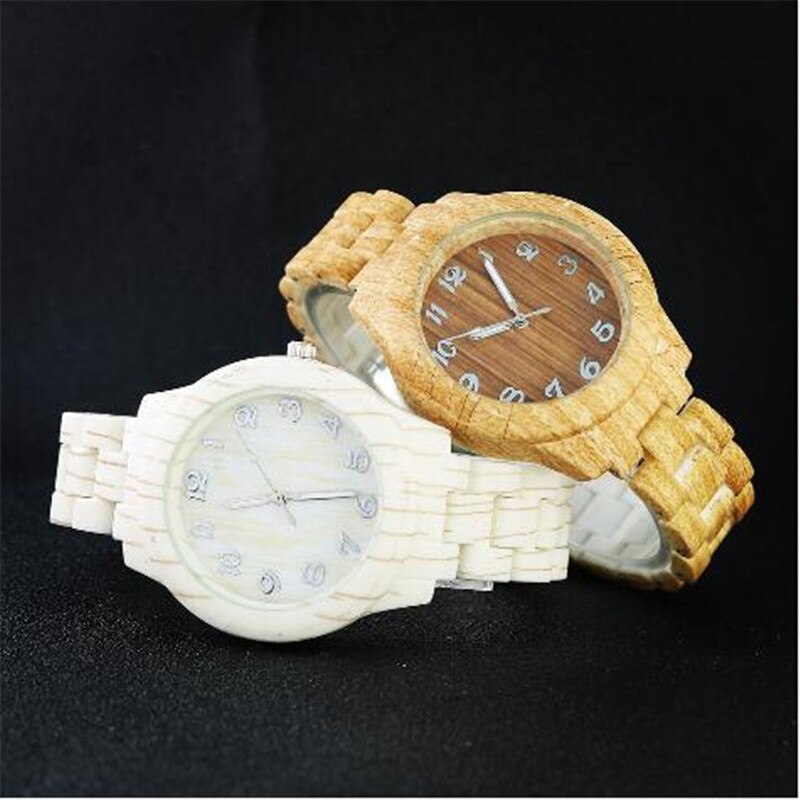 Træure quartz ur herre bambus moderne armbåndsur analog natur træ blødt læder fødselsdag