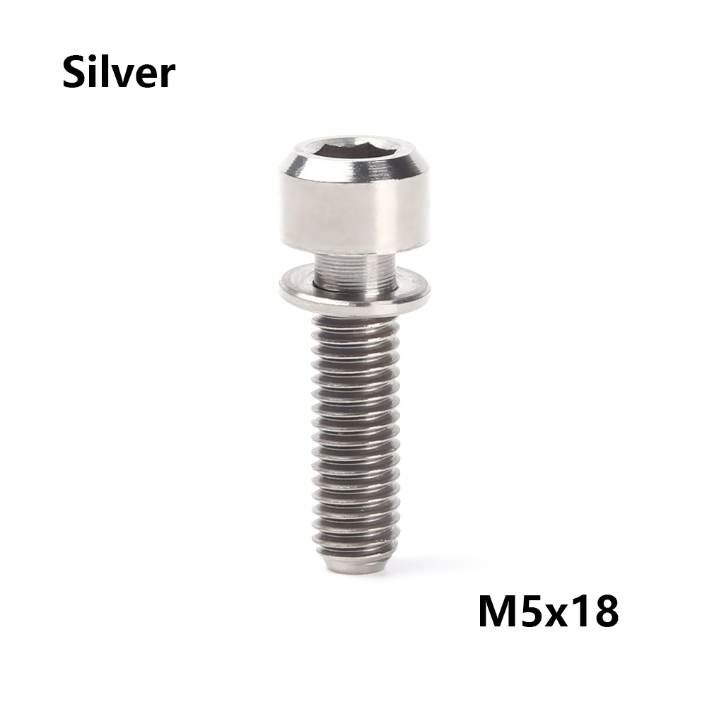Tc4 m5 16mm/18mm/20mm titan stamme festebolter for sykkel mtb sykkel stamme skruer faste bolter sykkel sykkel deler 3 farger: M5 x 18- sølv