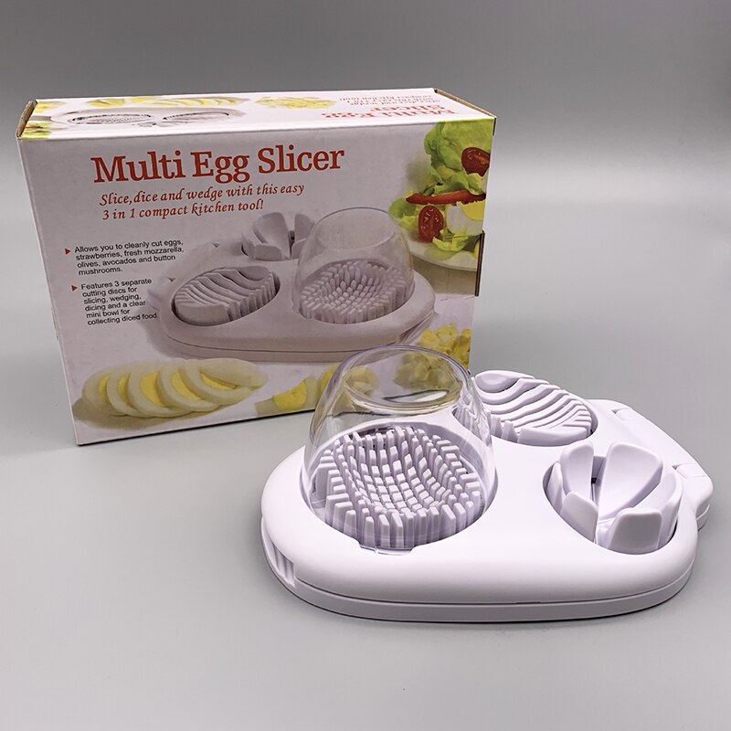 3 In 1 Praktische Wedging Multifunctionele Thuis Aardbeien Eieren Slicer Cutter Keuken Tool Wit Snijden Handleiding Roestvrij Staal