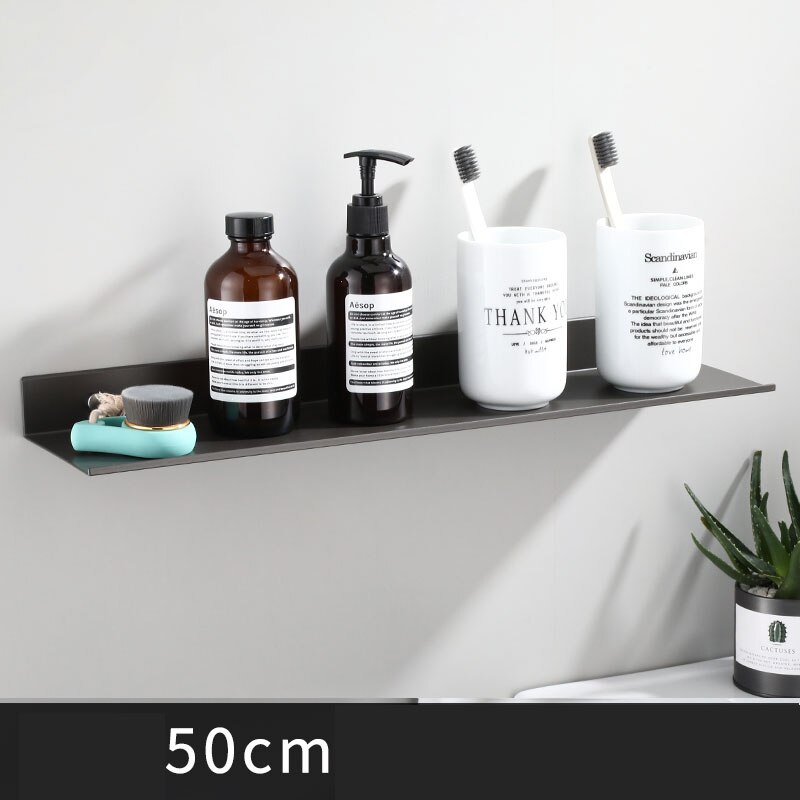 Zwarte ruimte aluminium badkamerplanken enkele laag plank shampoo plank keukenplank badkamerrek: 50cm grijs