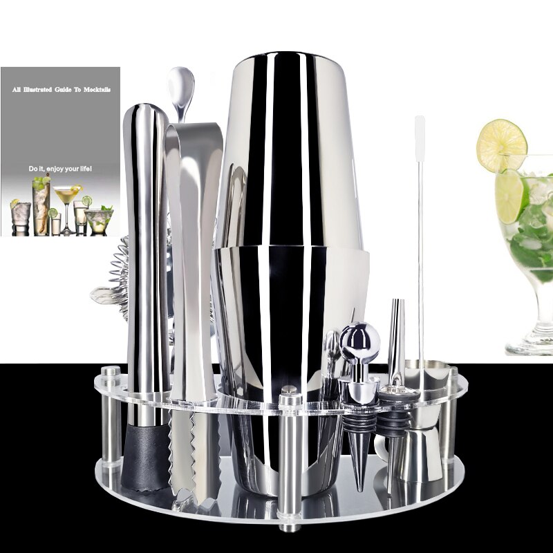 750/600/450ml Martini Drink Stainless Steel Shaker Home Bar Tools Cocktail Shaker Set Bartender Kit Stand