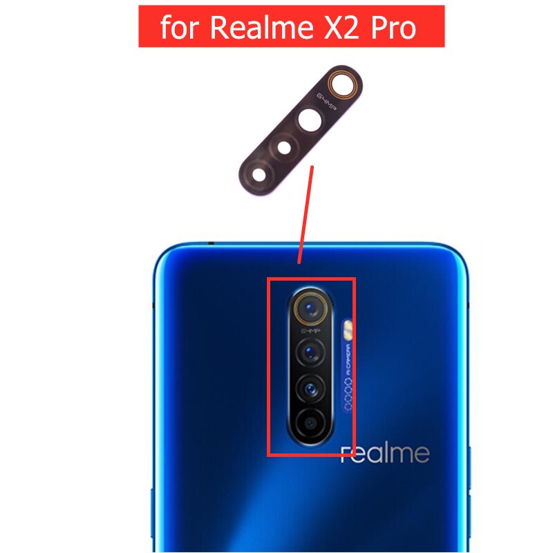 2pcs per Realme X2 Pro Obiettivo di Vetro della Fotocamera Posteriore posteriore Obiettivo Della Fotocamera con 3M di Colla per OPPO Realme x2 Pro Sostituzione Parte di Riparazione Di Ricambio