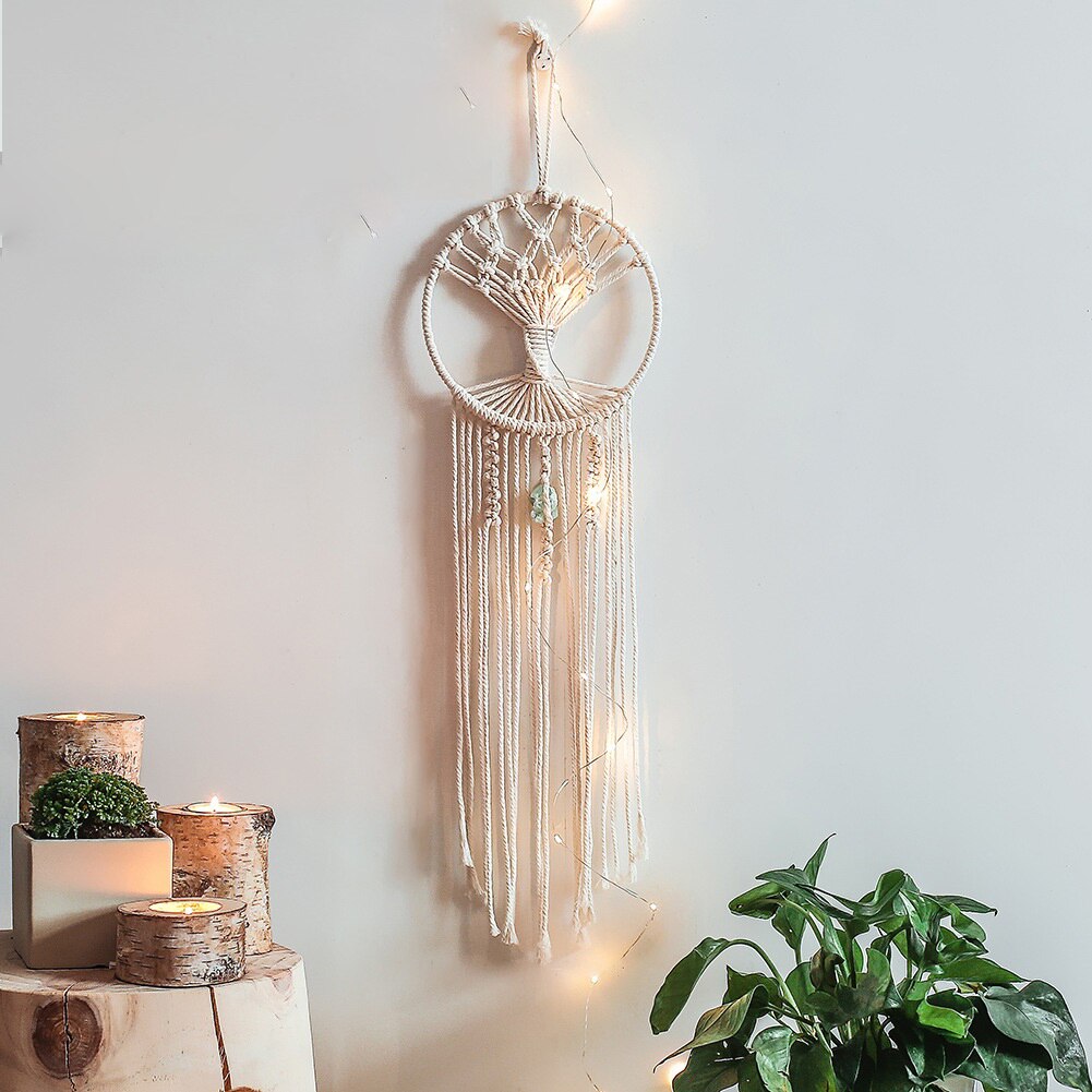 Boho Macrame Dream Catcher Giant Tapestry with Crystals Stones Moon Dream Catchers for Bedroom Bohemian Home Decor Wedding: GT131