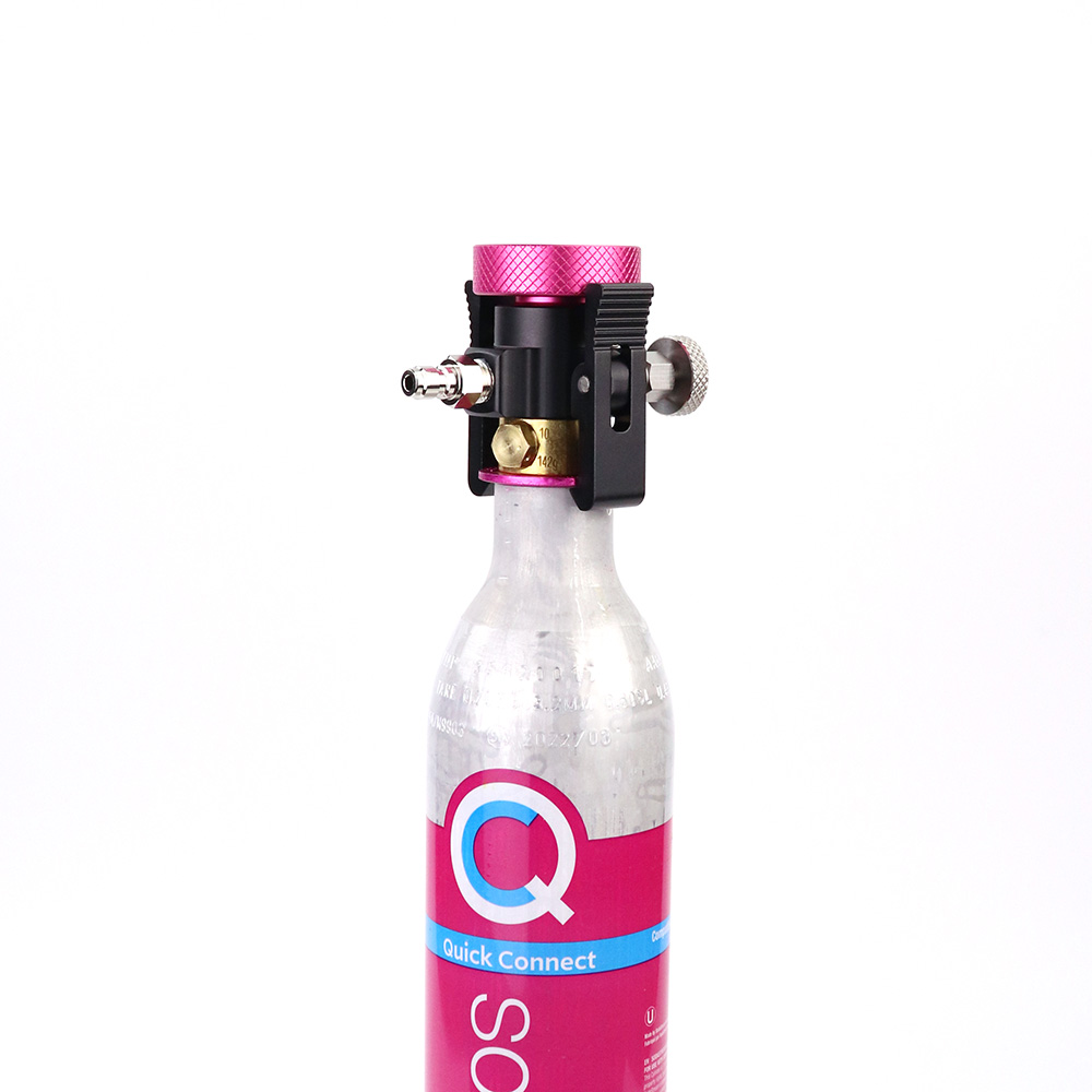 SODA roze Quick Connect CO2-cilinder navuladapter aan/uit-adapter met ontluchting en meter en snelstekker en DIN477