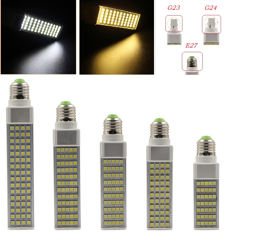 Lámpara G23 G24 E27, 5W, 7W, 9W, 11W, 13W, 15W, 85V-265V/CA, enchufe Horizontal, Bombillas LED SMD5050, PL, Bombilla de maíz, foco CE RoHS