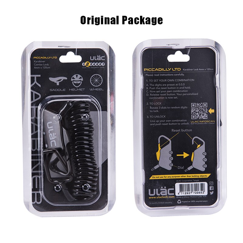 ULAC Helmet Lock & Cable Mini Portable Spring Combination Cable Lock Senior Travel Luggage Locks Motorcycle Scooter Helmet Lock