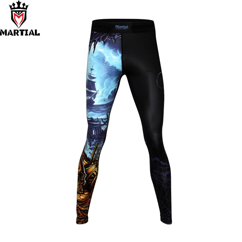 MARTIAL MMA Leggings - Men's Thai Boxing Pants - BJJ Spats - Quick Dry Polyester/Spandex