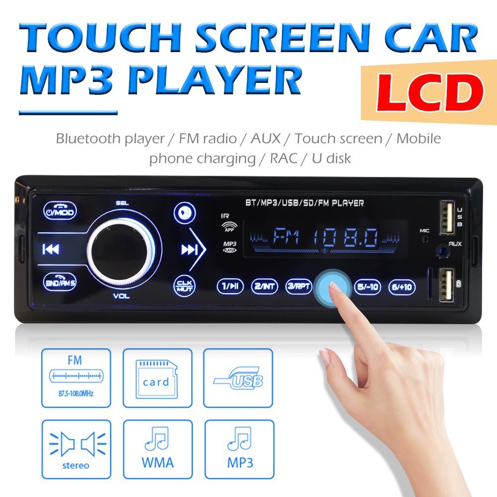 Single 1 DIN Car Stereo MP3 Player Bluetooth FM Radio In Dash Head Unit AUX-in Digital Media Receiver