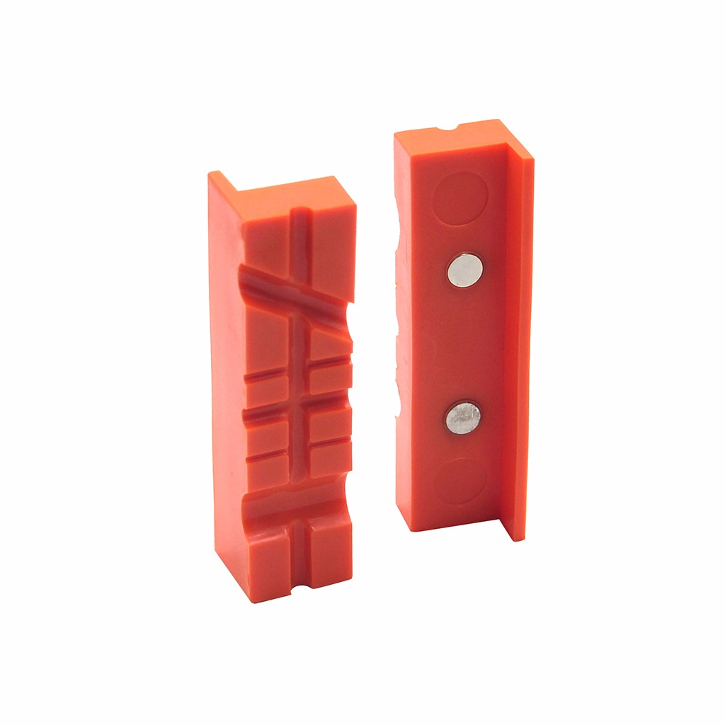 2pcs/set Magnetic Vise Rubber Protector Jaw Soft Jaw Protective Jaws Face Pads V-groove with Horizontal Direction on One Side