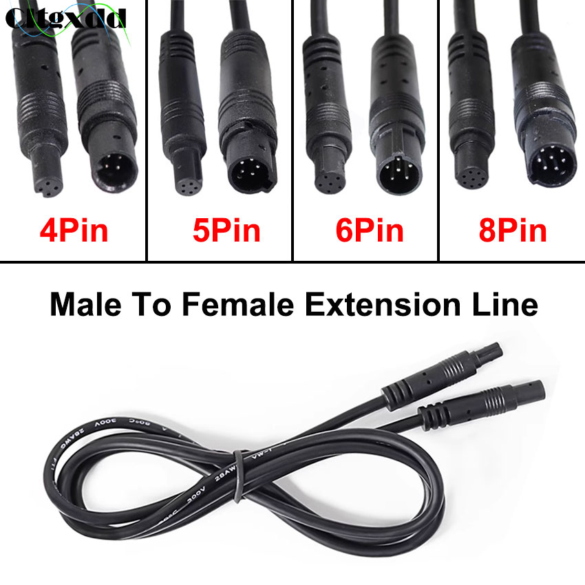Cltgxdd Cable de extensión de cámara de marcha atrás, conector macho a hembra de 4/5/6/8 Pines, 4P, 5P, 6P, 8 P, Cable de conexión de vídeo para coche, 1/2/3m