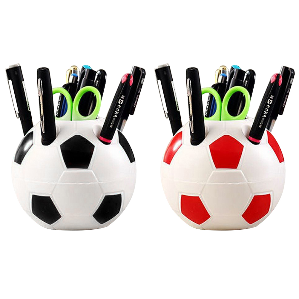 Football Shaped Pen Holder Plastic Pencil Storage Case Students Stationery Multifunctional Soccer Pen Holder