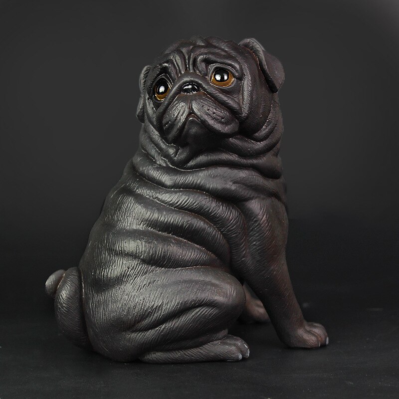 Realistische Herbruikbare Plastic Kunstmatige Pug Hond Model Standbeeld Leuke Voor Home Office Decor Collectible Tt-Best
