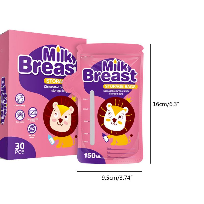 30 pièces bébé aliments stockage lait maternel sacs de stockage pour stocker le lait sac 150ml PBA gratuit sûr lait maternel sacs de stockage
