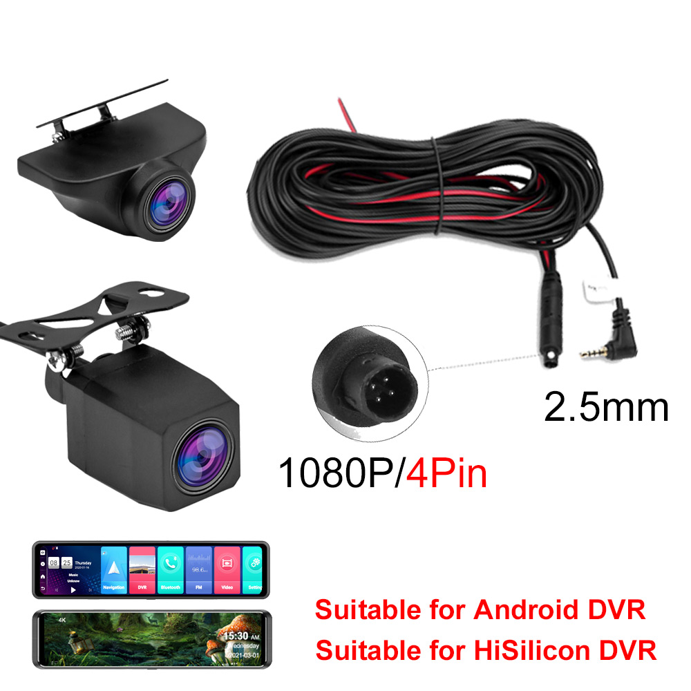 Ahd 1080p bakre kamera 4 -stifts bakkamera för bil-dvr carplay android auto dash cam förlängningskabel