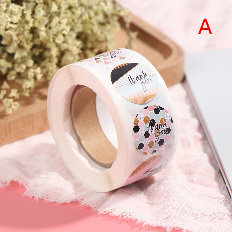 500pcs/Roll Pink Geometric Pattern Thank You Stickers Seal Labels Christmas Stickers School Teacher Reward Stationery Sticker: Navy Blue