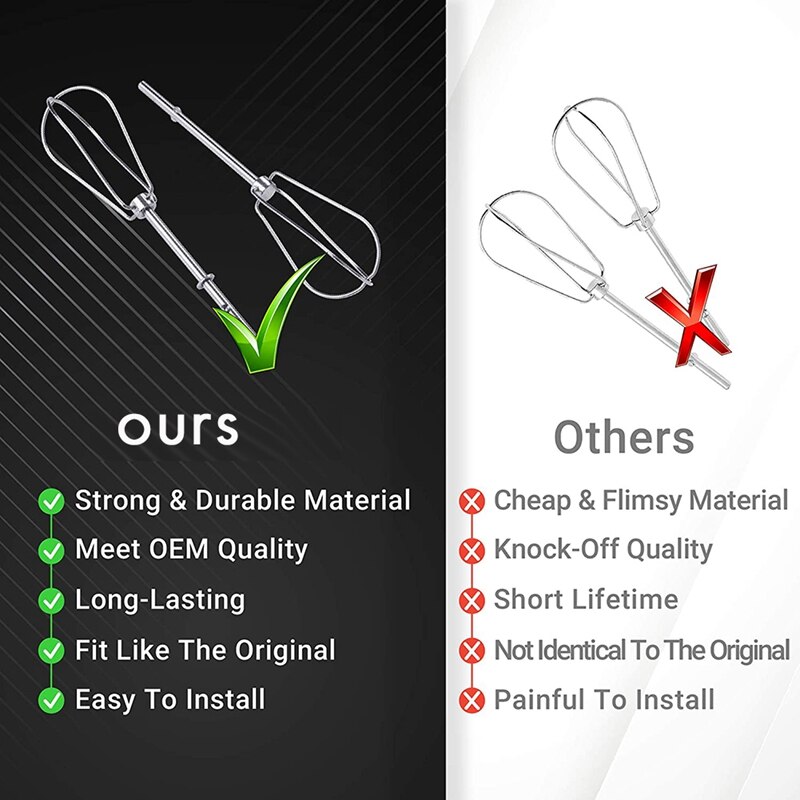 4 Pack Rvs Hand Mixer Turbo Beater Fit Voor Kitchenaid &amp; Whirlpool Mixers - KHM2B, W10490648, KHM5, KHM926