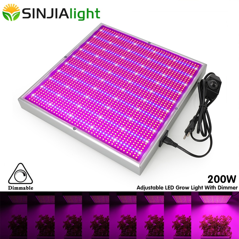200W LED Grow Light Dimmable Full Spectrum 2000LEDs Growing Phyto Lamp for Plants Hydroponics Flowers Indoor Grow Tent +Dimmer