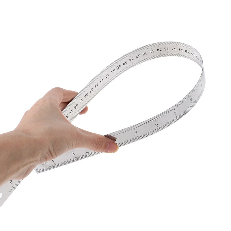 Ruostumaton teräs kaksipuolinen mittaviivain suora reuna 60cm hopea  x6hb