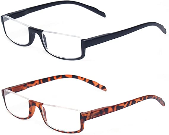 Boncamor-gafas de lectura con marco de media luna para hombre y mujer, lentes de lectura con bisagra de resorte, 2 pares: +250 / 2 Pack Mix Color