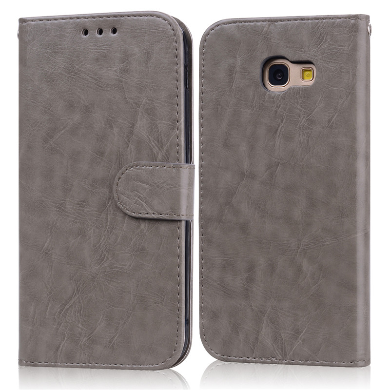 Voor Samsung Galaxy A7 Case Galaxy A7 Cover Luxe Leather Flip Case Voor Samsung Galaxy A7 SM-A720F/Ds Telefoon Case: Gray