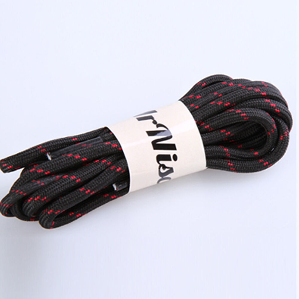 Lacets ronds longs et solides pour la marche en plein air, 1 paire: Black-Red
