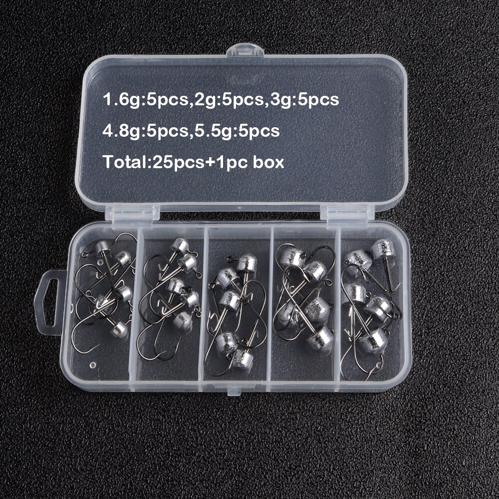 1Box Mixed Weight Jig Head Hook Set Exposed Lead Jig Hooks Crank Jig Head Hook for Carp Fishing Lure Soft Worm: SET7