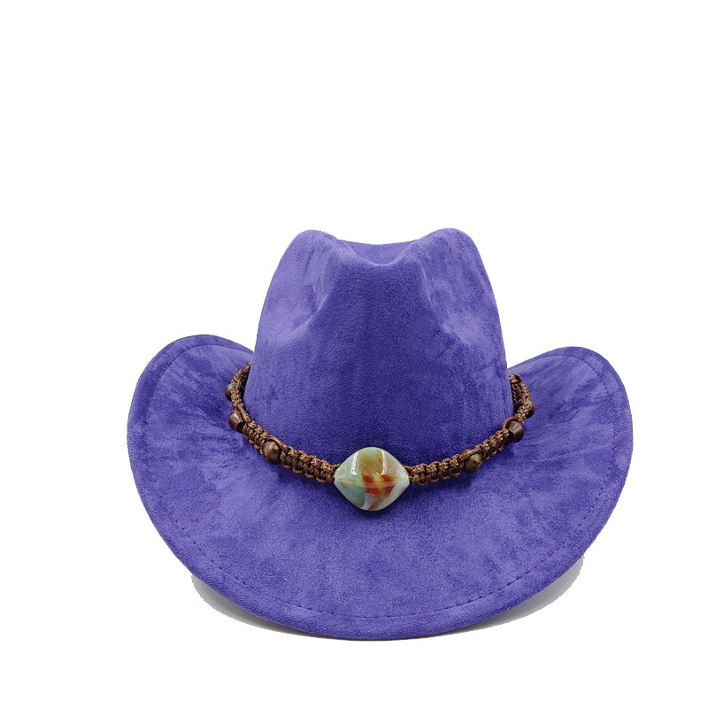 Cappello da cowboy viola nuovi accessori per cappelli da cowboy cappello da cowboy cappello in materiale scamosciato nuovo cappello da cavaliere da uomo e da donna tutto'aperto